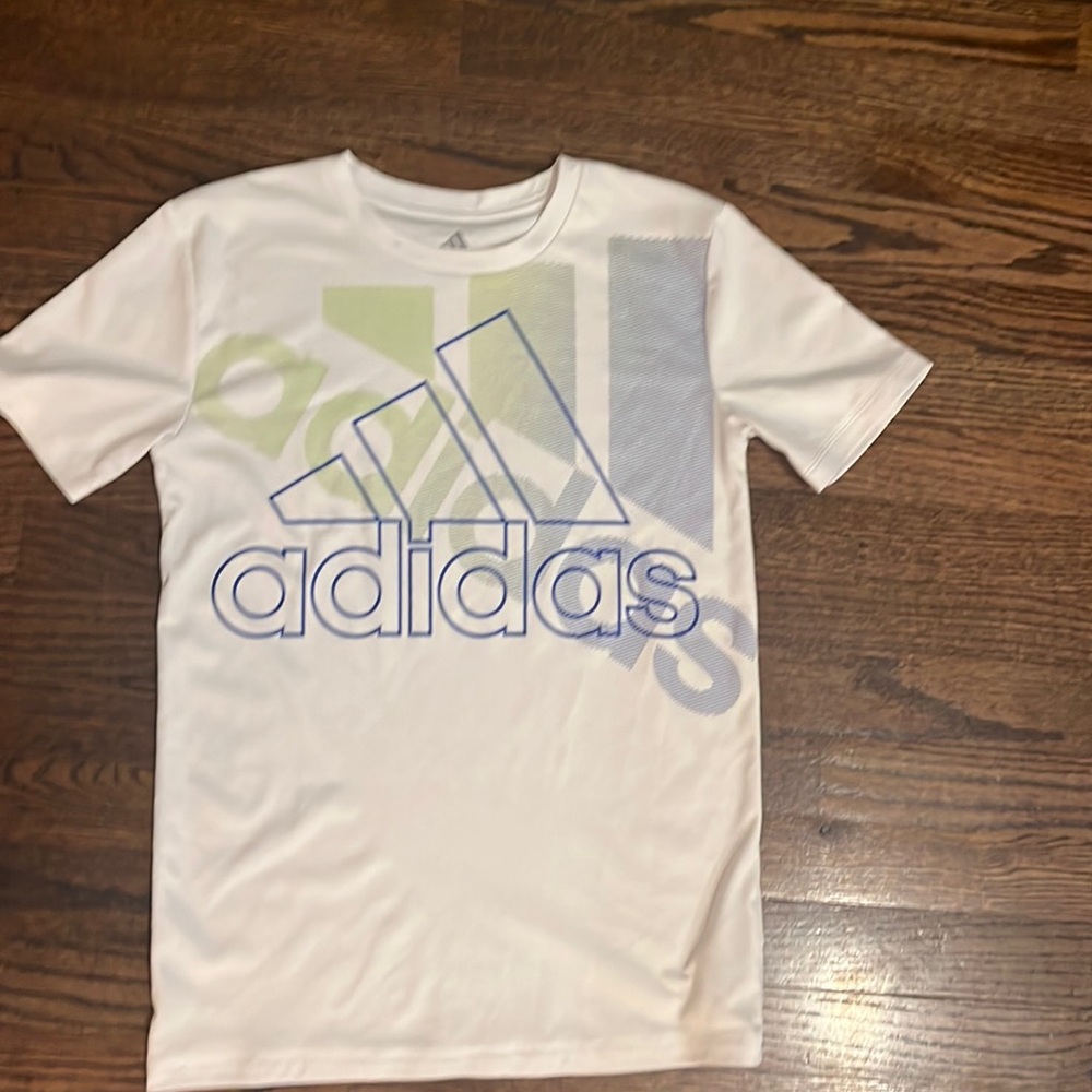 Adidas white boys T-shirt, 10/12